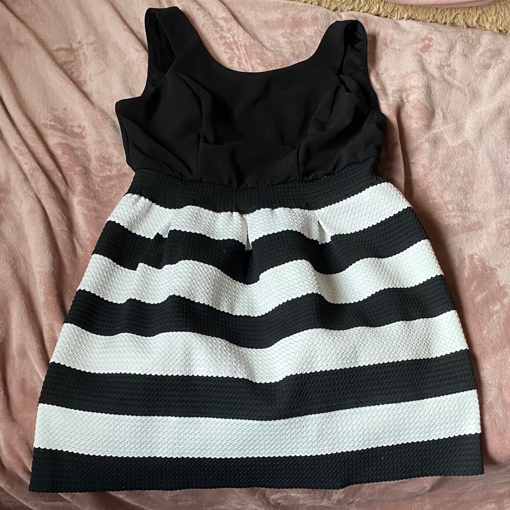 Kismet Black and White Striped Casual Dress